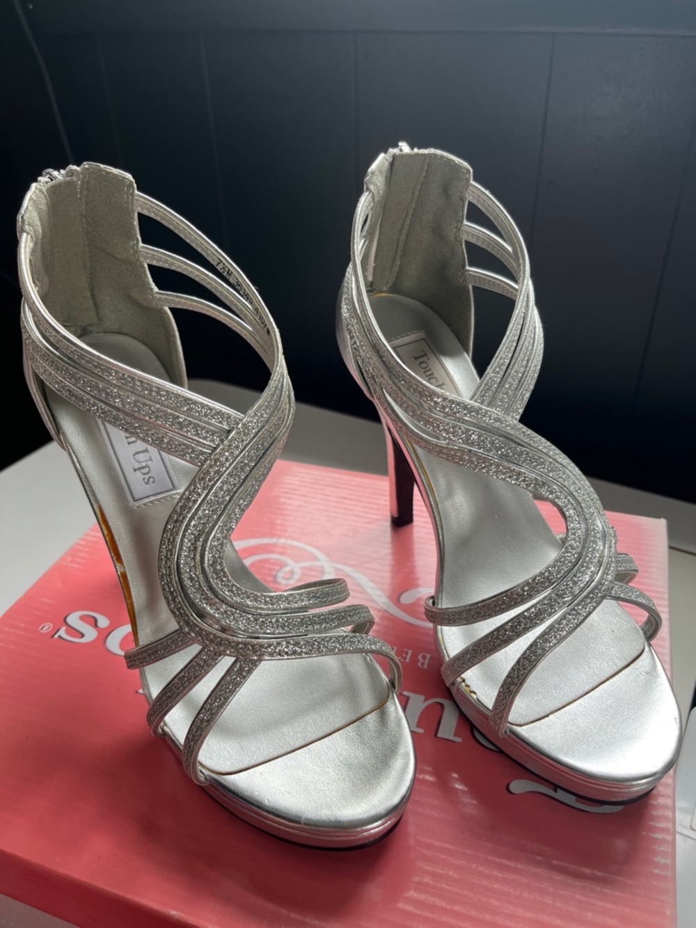 Silver Strappy High Heel Sandals -